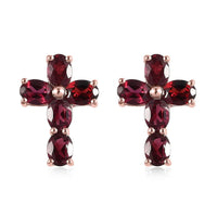 Anthill Garnet Cross Earrings in Vermeil Rose Gold Over Sterling Silver 2.00 ctw
