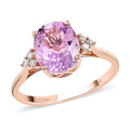 Certified & Appraised LUXORO 14K Rose Gold AAA Martha Rocha Kunzite and G-H I1 Diamond Ring 3.45 ctw - Sticky add to cart bar