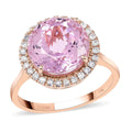 Certified & Appraised LUXORO 14K Rose Gold AAA Martha Rocha Kunzite and G-H I1 Diamond Halo Ring 3.27 Grams 6.80 ctw - Sticky add to cart bar