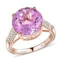 Certified LUXORO 14K Rose Gold AAA Martha Rocha Kunzite and G-H I1 Diamond Halo Ring 3.31 Grams 8.45 ctw - Sticky add to cart bar