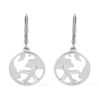 Simulated Diamond Globe Earrings in Silvertone 0.15 ctw
