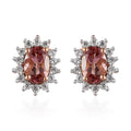 Natural Blush Tourmaline and Natural White Zircon Sunburst Stud Earrings in Vermeil RG Over Sterling Silver 1.30 ctw - Sticky add to cart bar