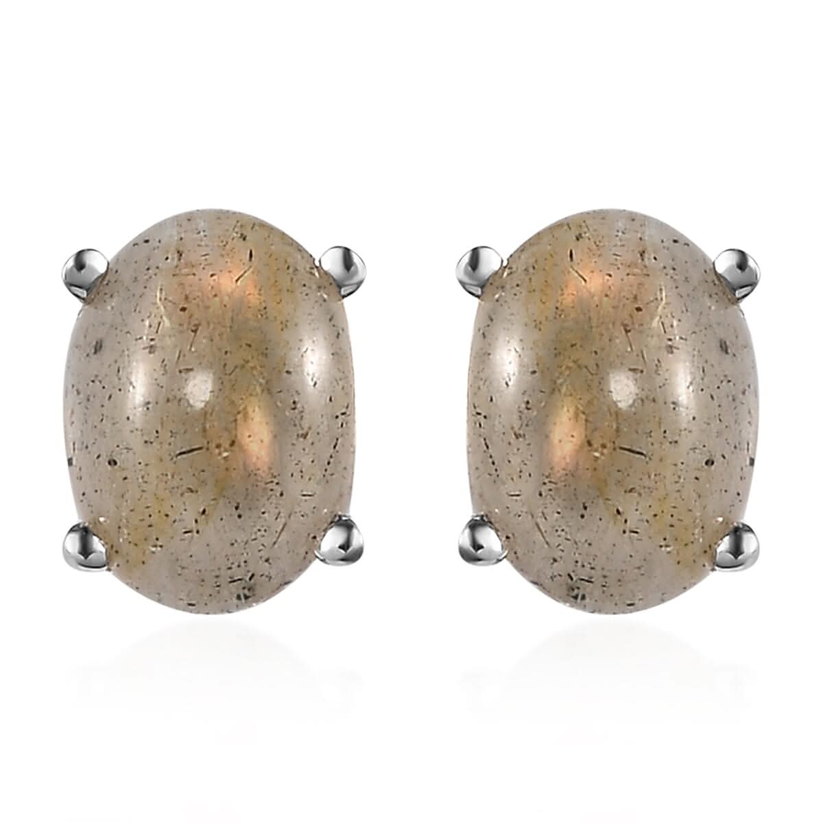 Madagascar Fire Labradorite Stud Earrings in Platinum Over Sterling Silver 2.75 ctw