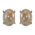 Madagascar Fire Labradorite Stud Earrings in Platinum Over Sterling Silver 2.75 ctw - Sticky add to cart bar