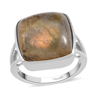 Madagascar Fire Labradorite Solitaire Ring in Platinum Over Sterling Silver 12.00 ctw