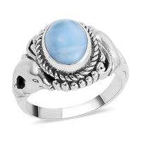 BALI LEGACY Larimar Fish Ring in Sterling Silver (Size 10.0) (8.50 g) 4.00 ctw