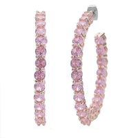 Simulated Pink Diamond Inside Out Hoop Earrings in Rosetone 25.00 ctw