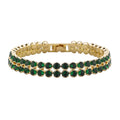 Simulated Emerald Double Row Tennis Bracelet in Goldtone (6.50 In) - Sticky add to cart bar