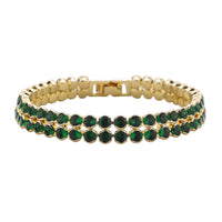 Simulated Emerald Double Row Tennis Bracelet in Goldtone (6.50 In)