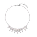 White Aurora Borealis Glass Beaded Sparkle Necklace 20 Inches in Silvertone - Sticky add to cart bar