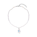 Simulated White Aurora Borealis Star Pendant with Beaded Necklace 20 Inches in Silvertone - Sticky add to cart bar