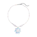 White Aurora Borealis Glass Beaded Floral Necklace 20 Inches in Silvertone - Sticky add to cart bar