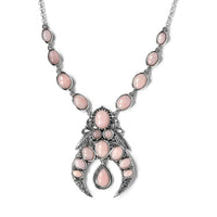 Artisan Crafted Peruvian Pink Opal Necklace 18 Inches in Sterling Silver 13.25 ctw