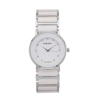 Strada Austrian Crystal Japanese Movement Watch with Black Color Ceramic Strap (35.5mm) (6.0-7.0Inches)
