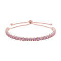 Simulated Red Diamond Tennis Bracelet 6-9Inches with Bolo Slider in Rosetone - Sticky add to cart bar
