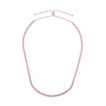 Simulated Red Diamond Tennis Necklace 18-26 Inches with Bolo Slide in Rosetone - Sticky add to cart bar