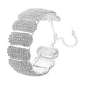 Austrian Crystal Section Cuff Bracelet in Silvertone (6.50-7In) - Sticky add to cart bar
