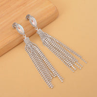 White Mystic Color Glass and Austrian Crystal Earrings in Silvertone