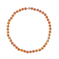 Orange Pearl Glass Beaded Necklace with Magnetic Lock in Silvertone 24 Inches - Sticky add to cart bar