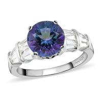 Brazilian Periwinkle Bloom Petalite and Natural White Zircon Ring in Platinum Over Sterling Silver (Size 10.0) 2.30 ctw