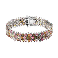 Multi-Tourmaline Cluster Bracelet in Platinum Over Sterling Silver (6.50 In) 21.85 Grams 22.00 ctw