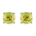 Certified and Appraised Luxoro 14K Yellow Gold AAA Sava Sphene Solitaire Stud Earrings 2.05 ctw - Sticky add to cart bar