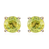 Certified and Appraised Luxoro 14K Yellow Gold AAA Sava Sphene Solitaire Stud Earrings 2.05 ctw
