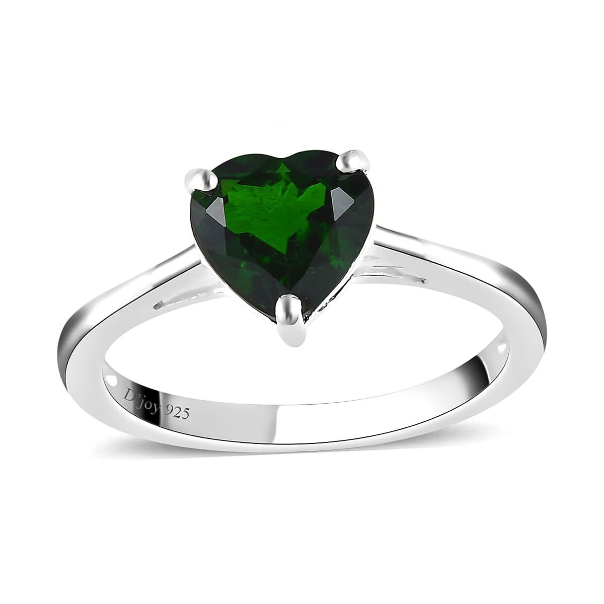 Natural Chrome Diopside Heart Ring in Sterling Silver (Size 10) 1.35 ctw