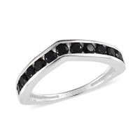 Natural Thai Black Spinel Band Ring in Sterling Silver (Size 10) 0.85 ctw