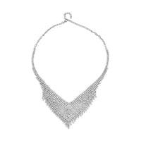 Austrian Crystal Waterfall Necklace 23.5 Inches in Silvertone