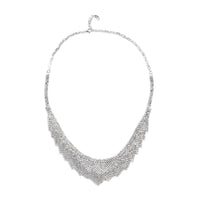 Austrian Crystal Louts Petals Necklace 23.50 Inches in Silvertone