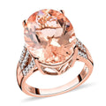 Certified & Appraised ILIANA 18K Rose Gold AAA Marropino Morganite and G-H I1 Diamond Split Shank Ring 6.40 Grams 11.80 ctw - Sticky add to cart bar