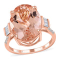 Certified & Appraised ILIANA 18K Rose Gold AAA Marropino Morganite and G-H I1 Diamond Ring 3.78 Grams 10.10 ctw - Sticky add to cart bar
