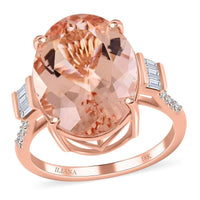 Certified & Appraised ILIANA 18K Rose Gold AAA Marropino Morganite and G-H I1 Diamond Ring 3.78 Grams 10.10 ctw