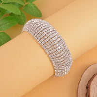 Austrian Crystal Carpet Design Bracelet in Silvertone (7.50-9.50In)