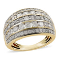 14K Yellow Gold Diamond (G-H I3) 5 Row Band Ring (Size 8.0) (8 g) 2.00 ctw - Sticky add to cart bar