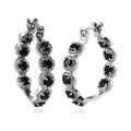Thai Black Spinel Hoop Earrings in Stainless Steel 3.75 ctw - Sticky add to cart bar