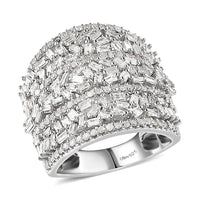 Doorbuster Blue Diamond (IR) Ring in Platinum Over Sterling Silver (Size 10.0) 2.10 ctw