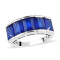 Tanzanian Blue Spinel (DF) 5 Stone Ring in Platinum Over Sterling Silver (Size 7.0) 6.10 ctw - Sticky add to cart bar
