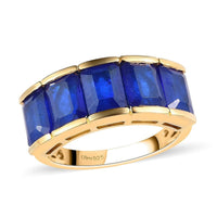 Tanzanian Blue Spinel (DF) 5 Stone Ring in Vermeil Yellow Gold Over Sterling Silver (Size 7.0) 6.10 ctw