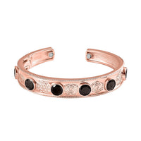 Elite Shungite 6.15 ctw Chakra Signs Cuff Bracelet in 14K RG Over Copper with Magnet (7.25 in)