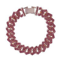 Pink Austrian Crystal Curb Link Bracelet in Rosetone (7.50 In)