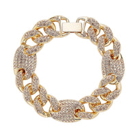 Pink Austrian Crystal Link Bracelet in Rosetone (6.50 In)