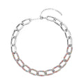Multi Color Austrian Crystal Paperclip Link Necklace (18.5-22.50 Inches) in Silvertone - Sticky add to cart bar