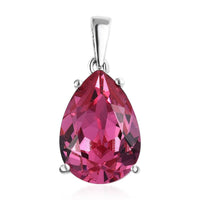 Rose Crystal Solitaire Pendant in Sterling Silver 4.75 ctw