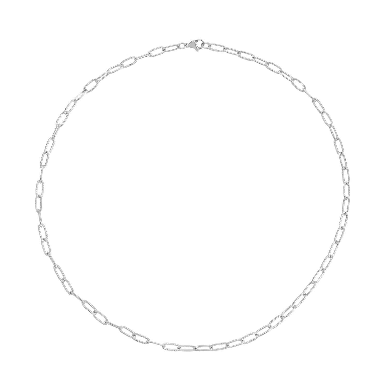 Textured Paper Clip Necklace 20 Inches in Stainless Steel