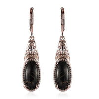 Matrix Silver Shungite Earrings in 14K Rose Gold Over Copper with Magnet and Stainless Steel 4.50 ctw