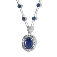 KARIS Lapis Lazuli Necklace 18 Inches in Platinum Bond and Stainless Steel 18.10 ctw