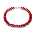 Simulated Red Diamond Tennis Bracelet in Silvertone (7.00 In) 31.50 ctw - Sticky add to cart bar