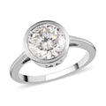 One Time Only 100 Facet Moissanite (Rnd 8mm) Solitaire Ring in Platinum Over Sterling Silver (Size 8.0) 1.90 ctw - Sticky add to cart bar
